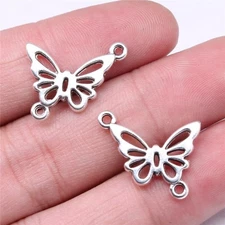 30PCS Antique Silver Tone Metal Filigree Butterfly Charm Pendant XCS42