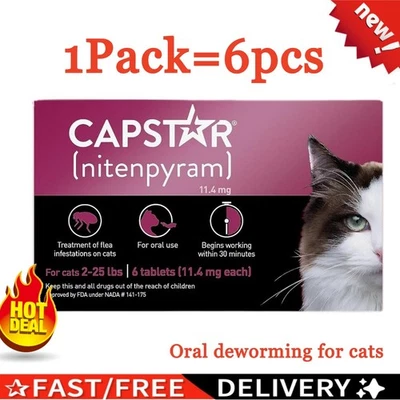 Capstar Nitenpyram - 11.4mg 6Tablets For- Cats 2-25 LBS 2027