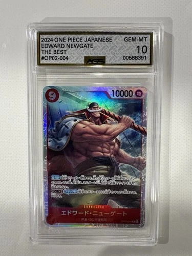 One Piece CCG Edward Newgate The Best OP02-004 (AGS 10) Full Art Holo Card