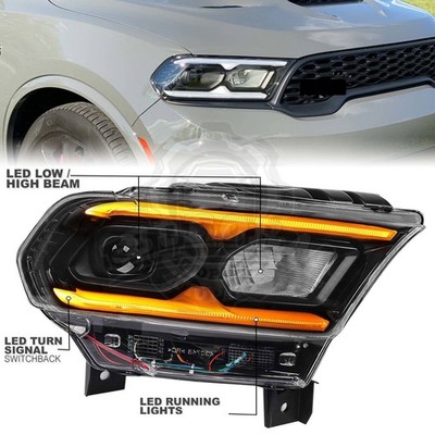 For 2021-2024 Dodge Durango Black non-AFS Full LED Projector Headlight Passenger