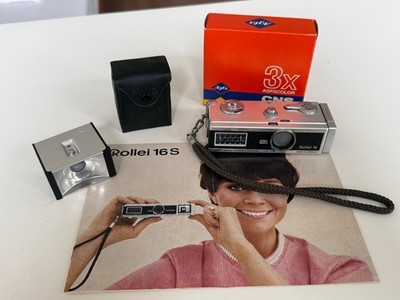 Rollei Vintage Fotokamera 16 S Zeiss Tessar 2,8 mit Zubehör und Film