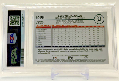 Topps - 50枚限定 Topps Parker Meadows 直筆サインカード RC 2024 Topps Chrome Update Series - Autographs Parker Meadows #AC-PM