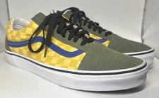 Vans Old Skool OTW Rally Checkered Skateboard Shoes Green/Yellow Mens Sz US 11.5