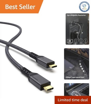 3.3Ft Durable Thunderbolt 4 Cable: Sync 8K/5K Displays & Charge Devices Fast