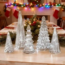 5-Piece Set 3D Printed Light-Up Trees with Upgraded LEDs for Tabletop Decor