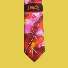 J GARCIA Mens Pink Red Hearts Silk Tie One Size BNWT Fashion Spinner Hearts