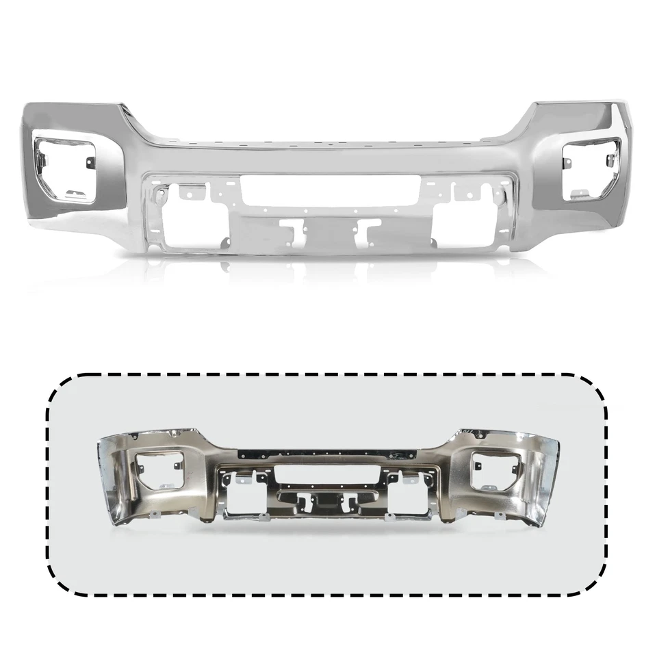 Chrome Front Bumper Face Bar For 2015-2019 GMC Sierra 2500 HD 3500 HD W/O Sensor - Imagem 4 de 4