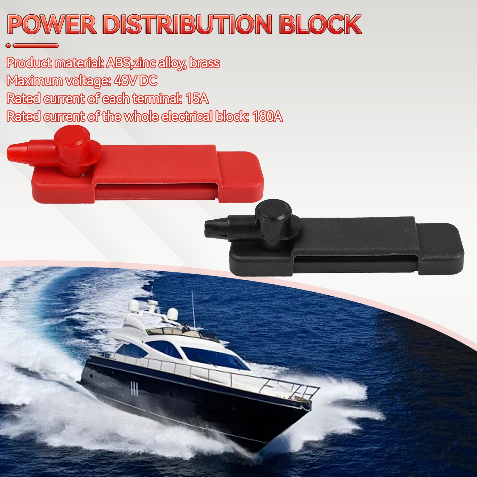 2X Marine Bus Bar 12 Way 48V 180A Positive Negative Bus Bar Car Terminal Block