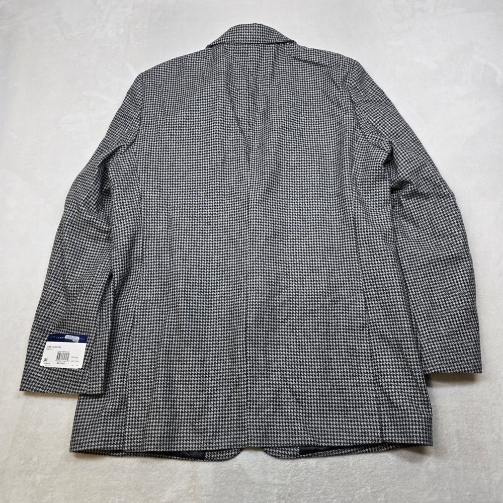 Tommy Hilfiger Houndstooth Sport Coat Mens 42L Light Grey Black Wool $375 NEW thumbnail 3