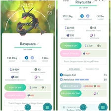 ✨ Shiny Rayquaza - Skill Dragon Ascent ✨  P T C - 20k stardust -  Description