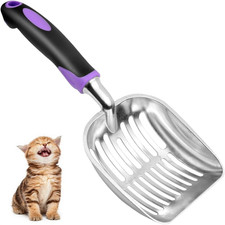 Cat Litter Scoop, Metal Cat Scooper, Rubber Handle Scoop, Sifting Shovel   Heavy