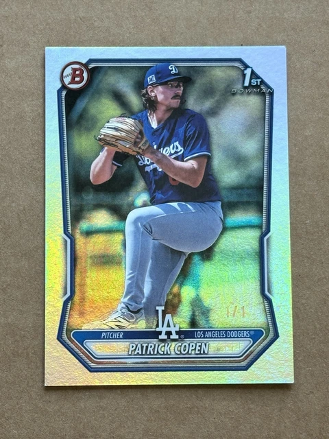 2026 1st Bowman Patrick Copen 1/1 Platinum Rainbow Foil Dodgers Prospect #BP-138