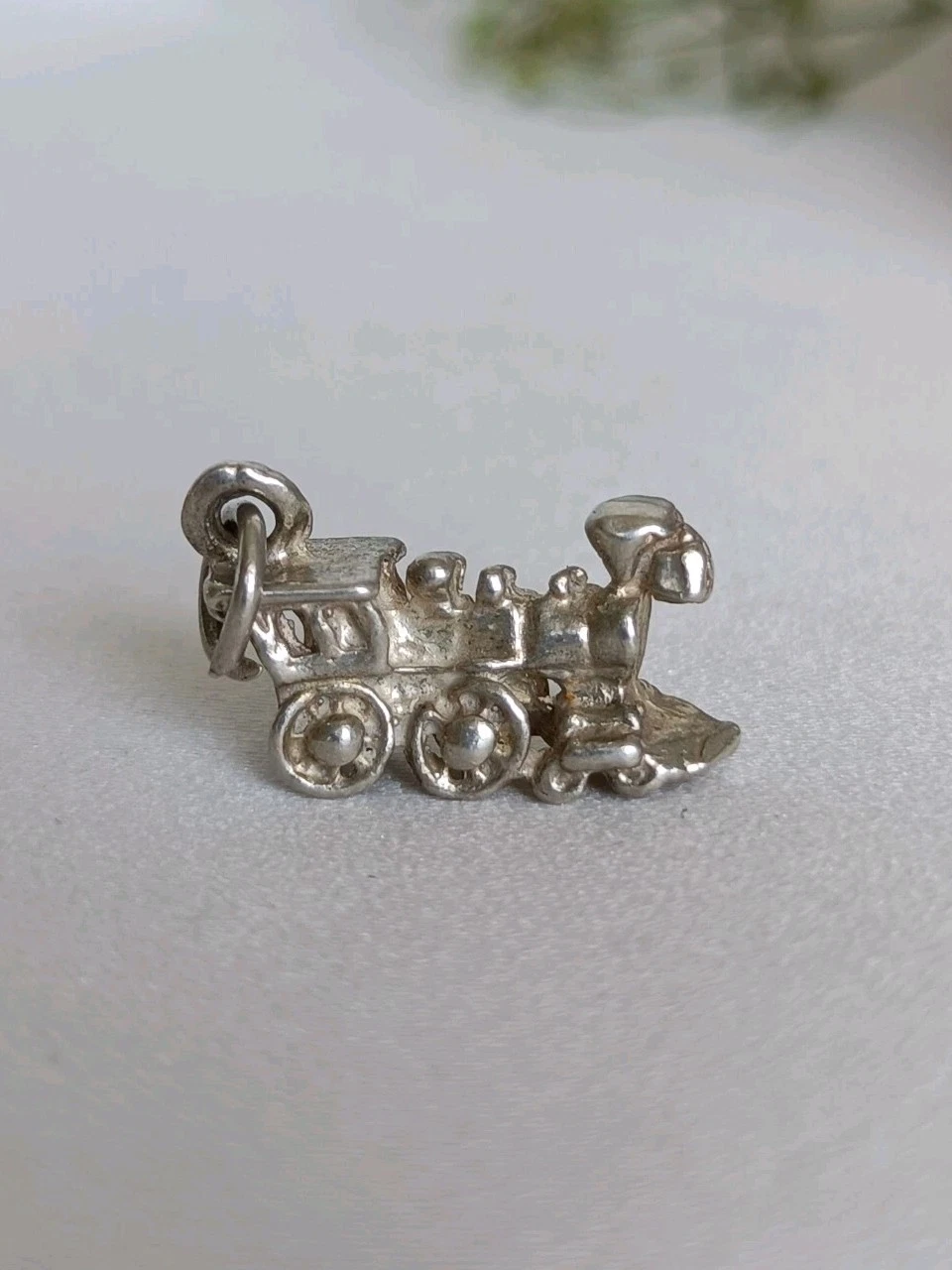 Vintage String Silver Steam Train Charm Or Small Pendant