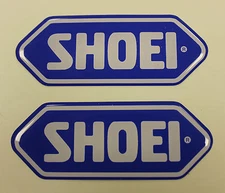 SHOEI stickers - decals - 2 x White/Blue Domed Gel Finish - 75mm - Motorcycling