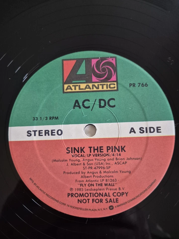 AC/DC Sink The Pink 12" Single Promo Sampler Stereo US 1985 Vinyl Record  - Image 2 of 4