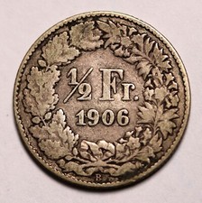 Switzerland 1/2 Franc 1906 Silver Swiss Coin KM# 23