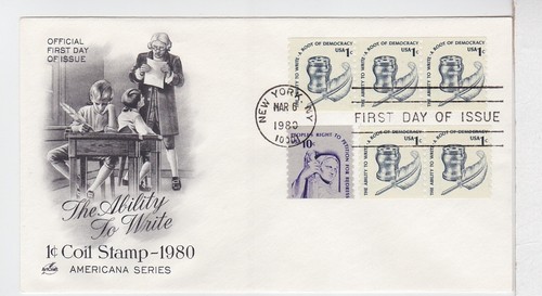 TurtlesTradingPost- Ability To Write 1 Cent- 1980- FDC #1581- Artcraft Cachet