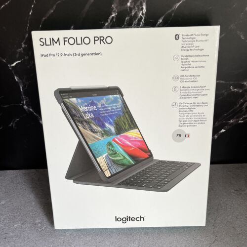 Logitech Slim Folio Pro Backlit Keyboard Case for iPad Pro 12.9"- French Azerty - Picture 10 of 11