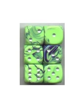 NEW Dice Set of 6 D6 (15mm) - Toxic Green-Blue