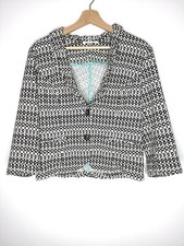 CAbi Womens Blazer Black White 3/4 Sleeves Style 298 Du Jour Blazer Size 10
