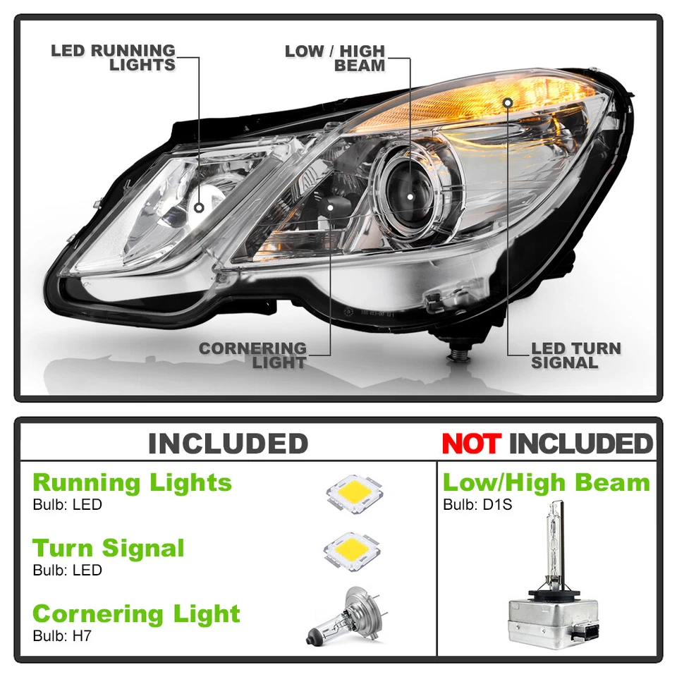 For 2010-2013 Mercedes-Benz W212 Xenon/HID Headlight w/AFS Projector Left Driver Foto 4 de 4