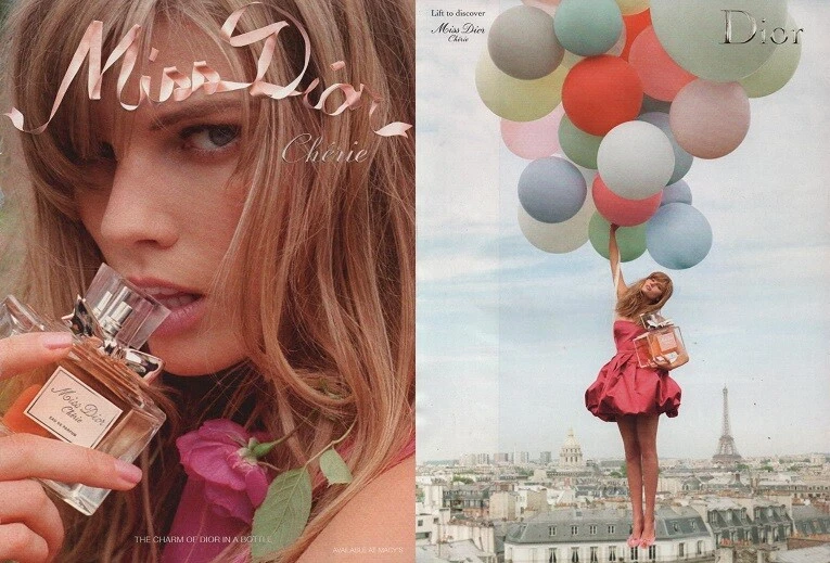 Publicité papier Parfum. Perfume Ad Miss Dior chérie de Dior recto verso B. Parf