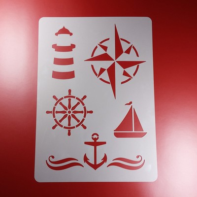 A4 Schablone Leuchtturm Anker Steuerrad Kompassrose ...
