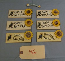 Lot of 6 Small Wooden Hand Painted Signs Country Barn Cafe Bird Flower Decor