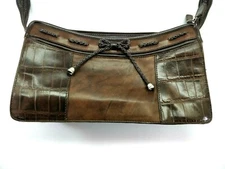 Marc Chantal MC Brown Faux Leather Handbag Purse Shoulder Bag