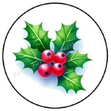 CHRISTMAS HOLLY ENVELOPE SEALS LABELS STICKERS PARTY FAVORS