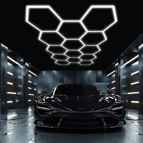 5/8/14/28 Hexagon LED Lighting Car Detail Garage Workshop Retail Light Honeycomb - Picture 3 of 30