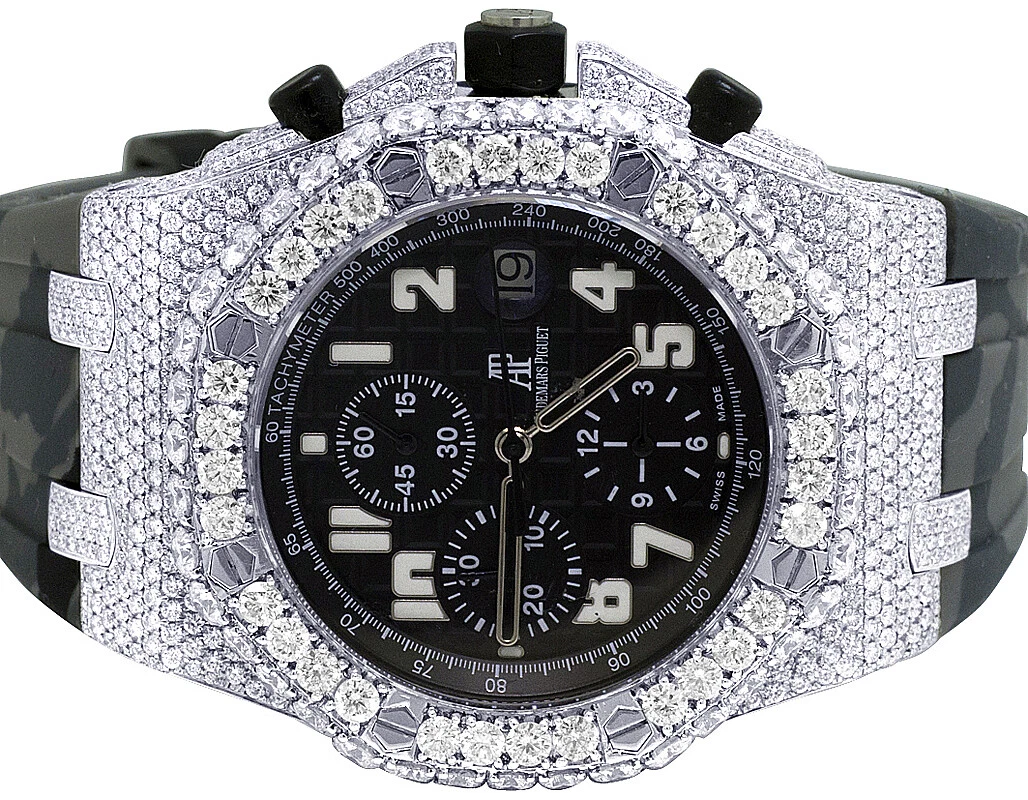Audemars Piguet — Mens Audemars Piguet Royal Oak Offshore 42MM Camo Strap Diamond Watch 17.75 Ct