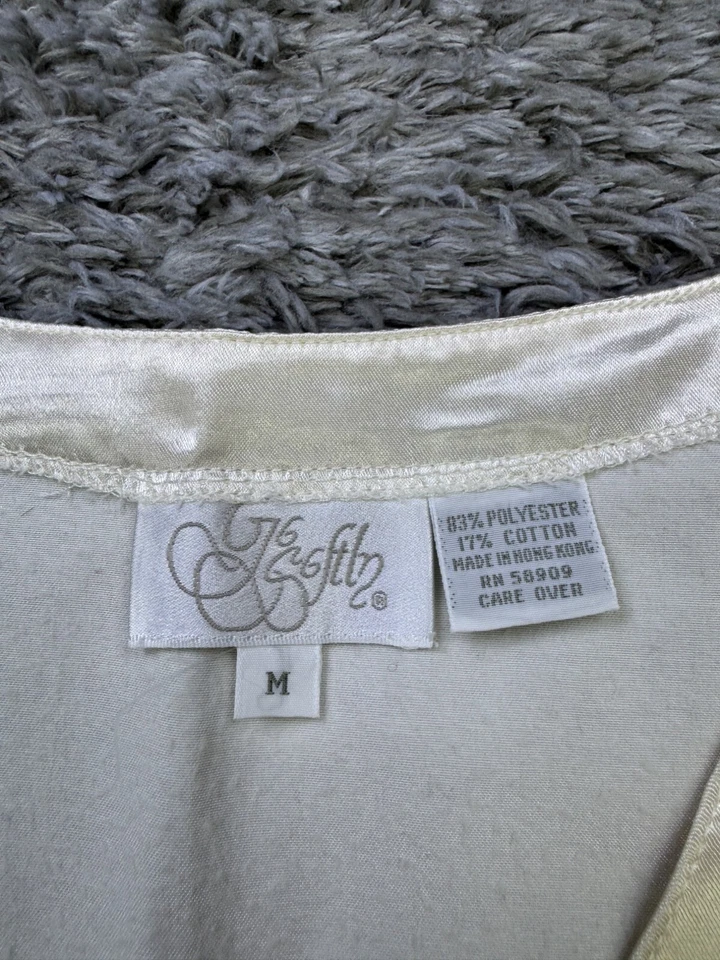 Abrigo de casa de boda Go Softly Robe para mujer mediano marfil satinado plisado encaje brida Foto 3 de 4