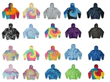 Tie Dye Hoodie Sweatshirts Multicolored Adult Large Cotton Pockets No Zipper