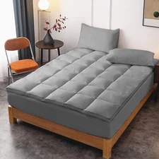 Thick Mattress Pad Cooling Mattress Topper Breathable Filled 8-21" Deep Pocket