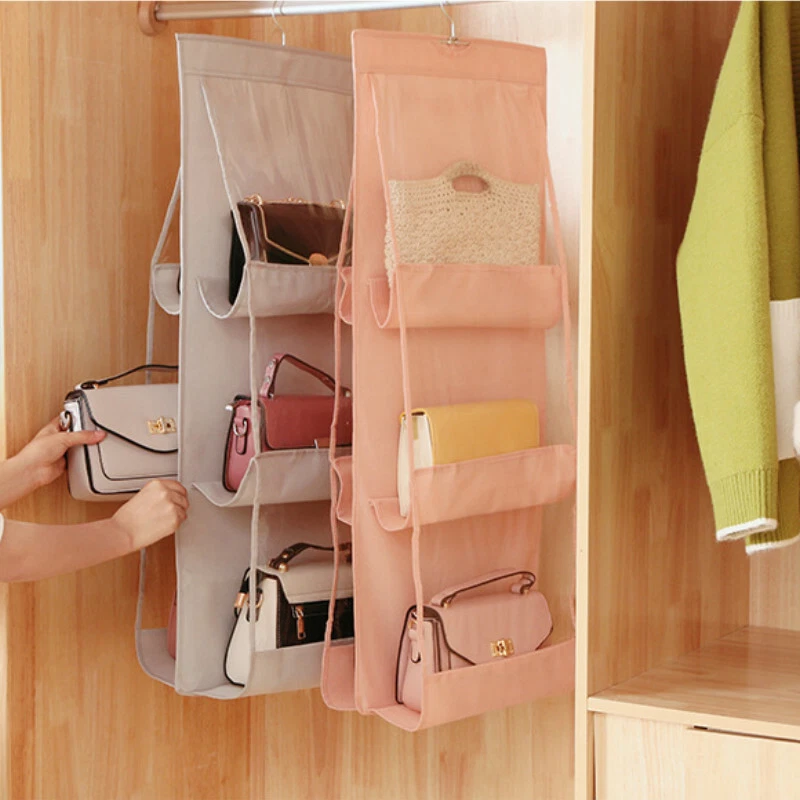 6 Pocket Hanging Handbag Purse Bag Tidy Storage Organiser Wardrobe