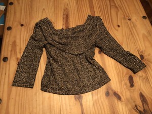 black and gold off the shoulder top