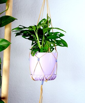 Upcycled decorative vintage Skandi BoHo lavander Field Large Hanging Plant pot