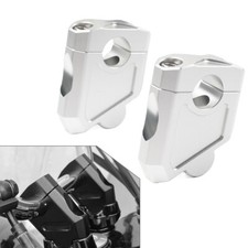 Moto 7/8 22mm Handlebar Bar Mount Clamp Riser For Honda Suzi Kawasaki Silver