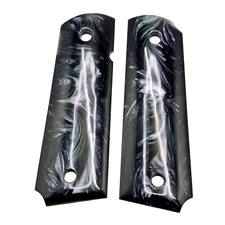 Black Pearl Polymer Grips for 1911 - Ambi Safety Cut, Includes 4 Gold Screws