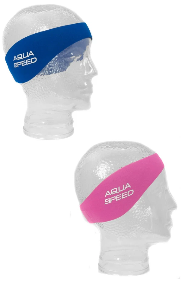 AQUA SPEED Neopren Stirnband zum Schwimmen für Kinder und Erwachsene blau / pink