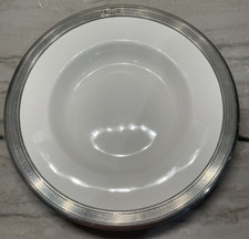 Lands End China 10" Sopa Pasta Tazón Poco Profundo Peltre Blanco Borde Descontinuado 94