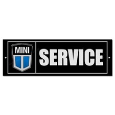 MINI SERVICE & REPARATUREN REPRODUKTION BLECHSCHILD. KLASSISCHE BRITISCHE MINIAUTOS.