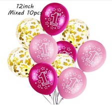 1st Birthday Balloons Pink Gold Mix Set Latex