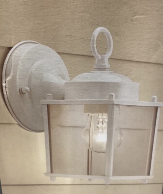 Portfolio Outdoor Wall Lantern Matte White Finish With Clear Glass #0482291 NEW