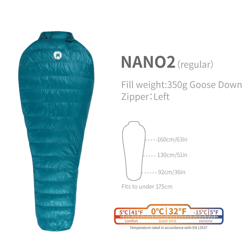 Saco de dormir AEGISMAX Nano2 plumón de ganso 0 grados 800FP para invierno camping al aire libre