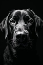 Dog Black Labrador 4 X 6 B & W High Quality Photo Art Print
