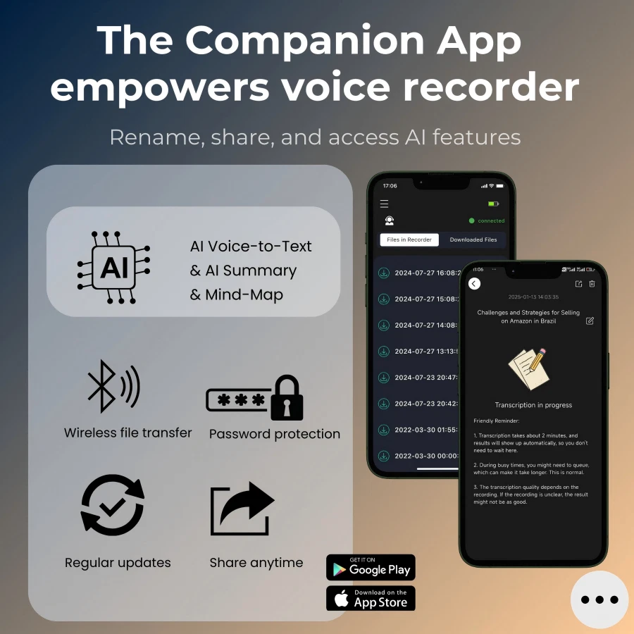 AI Voice Recorder, With Speech-to-Text & Summarization, 102 Languages,64GB Black - Image 4 of 4