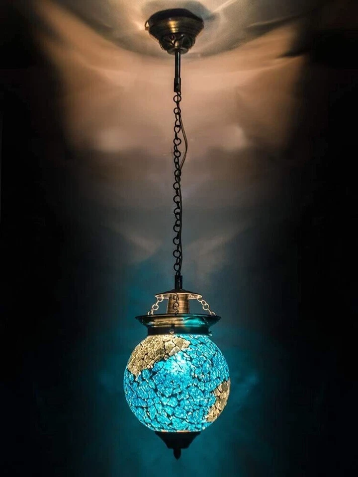 Plafonnier marocain en mosaïque turque luminaire suspendu lustre globe - Photo 4/4