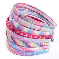 8Pack Rainbow Sequin Heart Mermaid Headbands for Girls Kids Hairbands